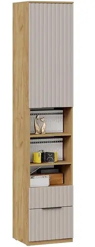 Шкаф комбинированный с 1 дверью (2 ящика) «Хилтон» Исп.2 - 404.004.000 Дуб Крафт золотой, Мокко матовый